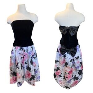 Act I Vintage High-Low Velvet Dress Gown Strapless Prom Grunge Whimsigoth NYE